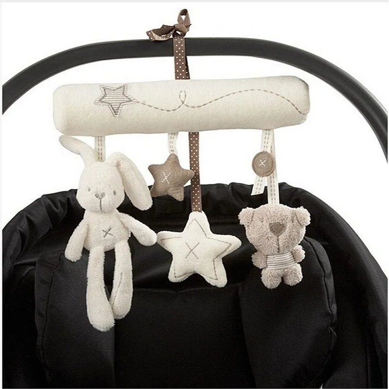2024 New Hanging Bed Rabbit Baby Hand Bell Safety Seat Plush Toy Multifunctional Plush Toy Stroller Mobile Gifts