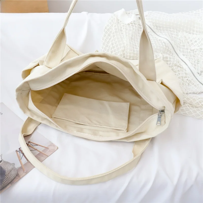 

Повседневная парусиновая сумка, большая вместительная дорожная сумка на одно плечо, однотонная сумка, модная женская сумка-тоут