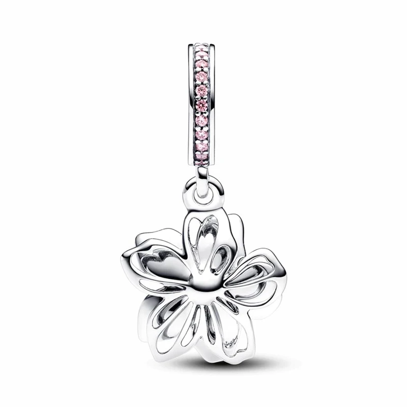 925 Sterling Silver Cherry Blossom Pendant for Original Snake Chain Bracelet DIY Delicate Pendant Necklace Jewelry Making Gift image 3