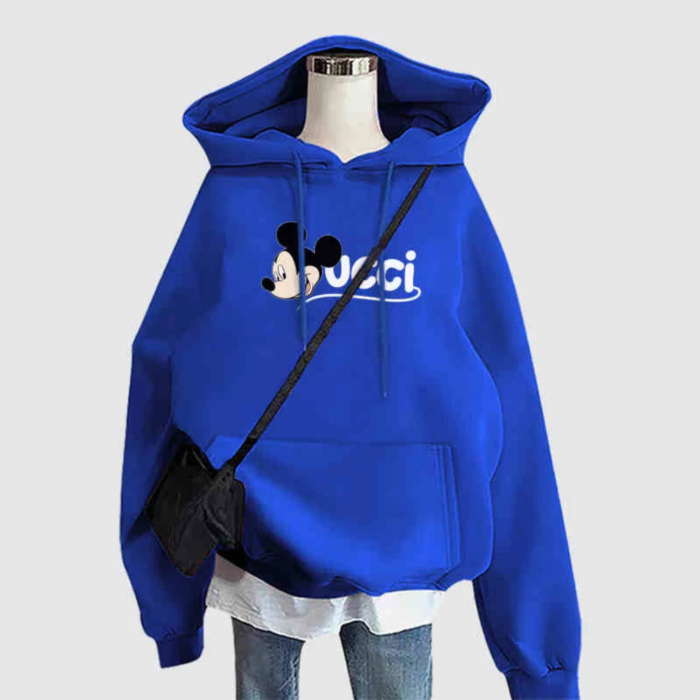 Girls' Pure Cotton Hoodie 2024 New Autumn And Winter Children's Children's Clothing With Thick Velvet Loose Foreign Air Warm Top