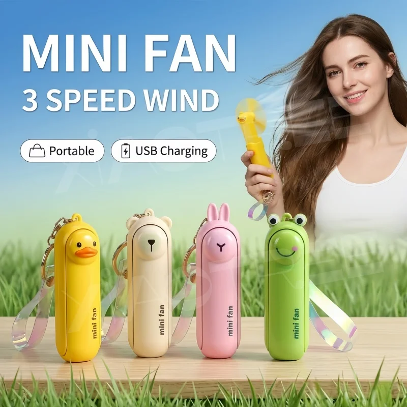 2026 New Upgrade Cute Mini Fan Portable Hand Fold Bedside Office USB Charge Battery Table Desk Cooling USB Cooling Folding Handh