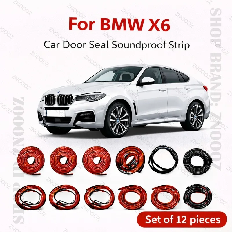 

For BMW X6 Car Door Seal Strip Rubber Double Layer Soundproof Dustproof Waterproof Door Weatherstrip 12PCS Set