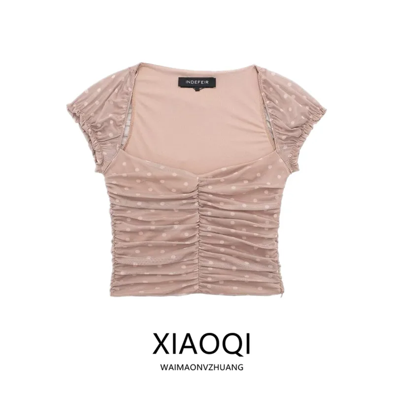 Spring New Arrival Women's Slim Fit Silk Me Printed Top Ele Versatile Commute Sle ort Sve T-irt