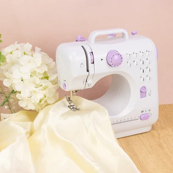 Portable Mini Electric Sewing Machine for Beginners 12 Stitches Foot Pedal Night Light Speed Control for DIY Home Sewing Mending 2