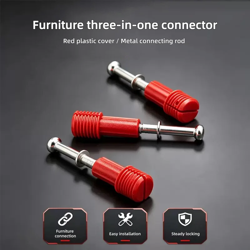 20PCS Three-in-one screw furniture connector, wardrobe furniture screw bed cabinet fixing piece, nut connection accessory