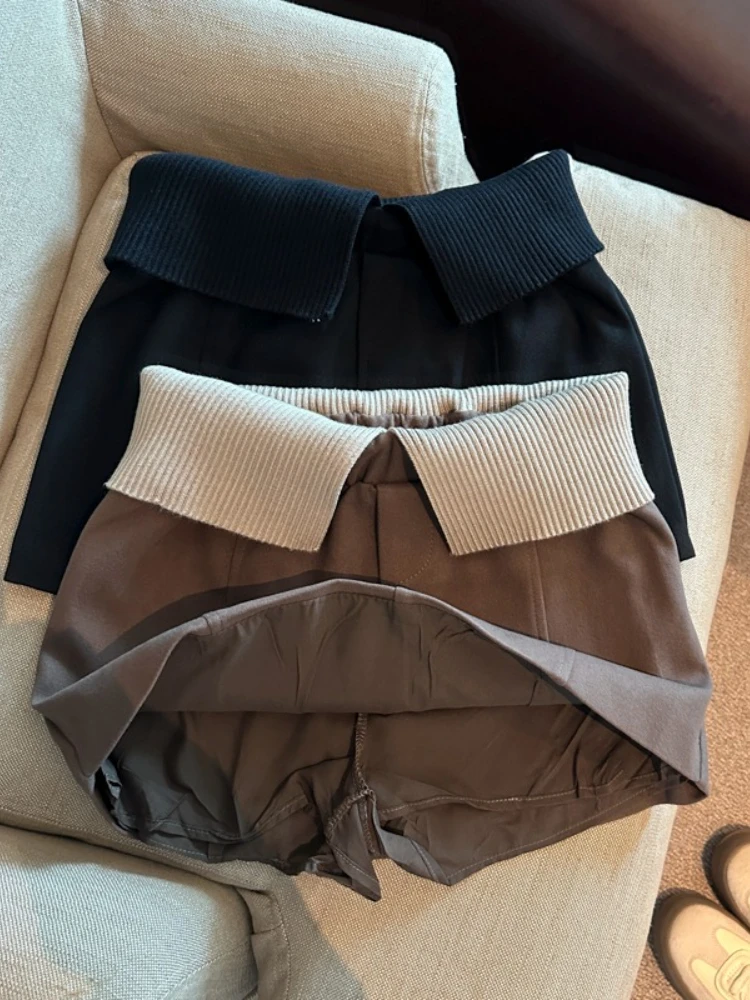 Gonna casual alla moda Donna Autunno Inverno Tweed Minigonna a vita alta Design patchwork Aderente Retro Chic Abito caldo ed elegante