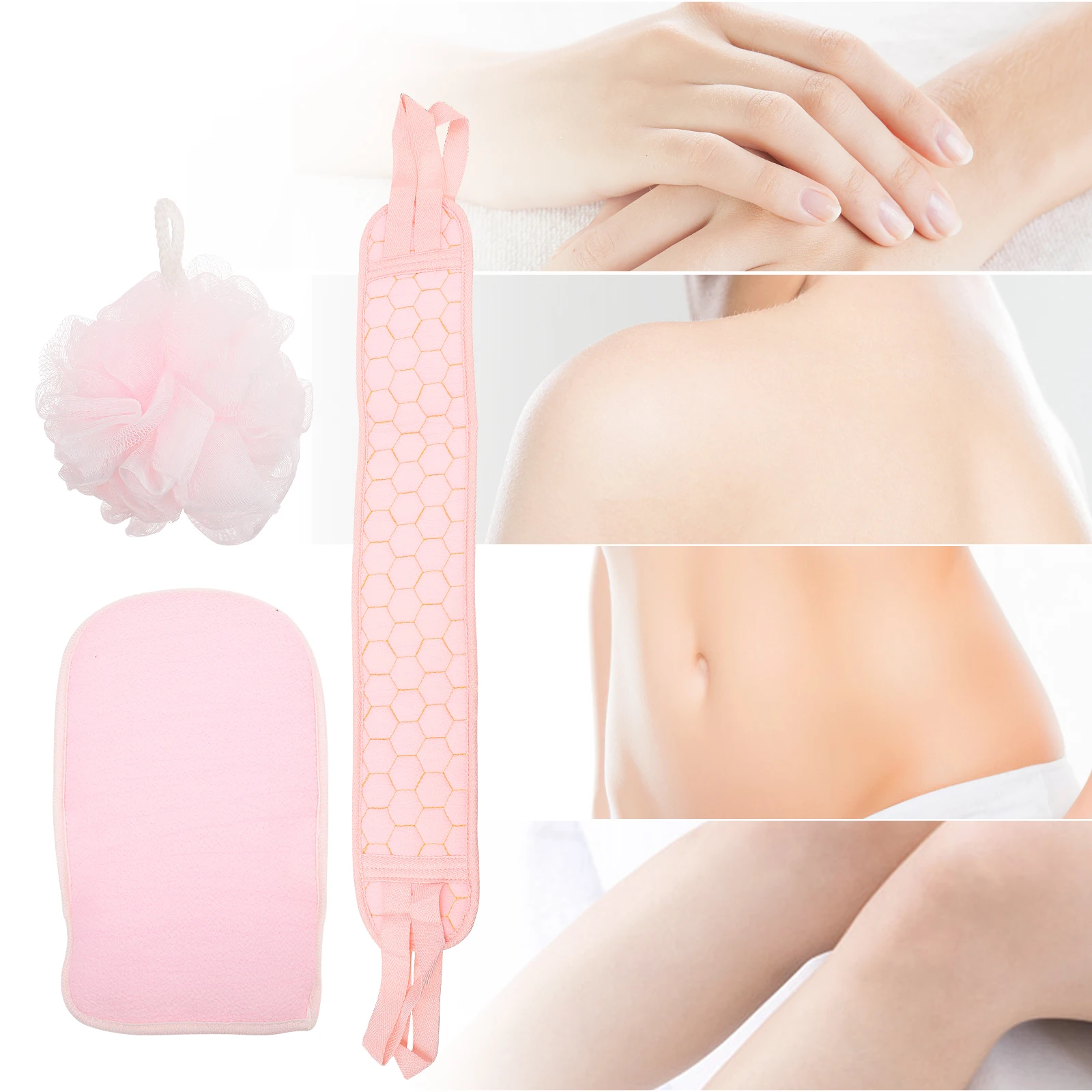 

1Set Bath Shower Ball Back Rub Towel Long Strap Durable Comfortable Scrubbing Clean Skin Bath Towel Back Rub Mud Strip