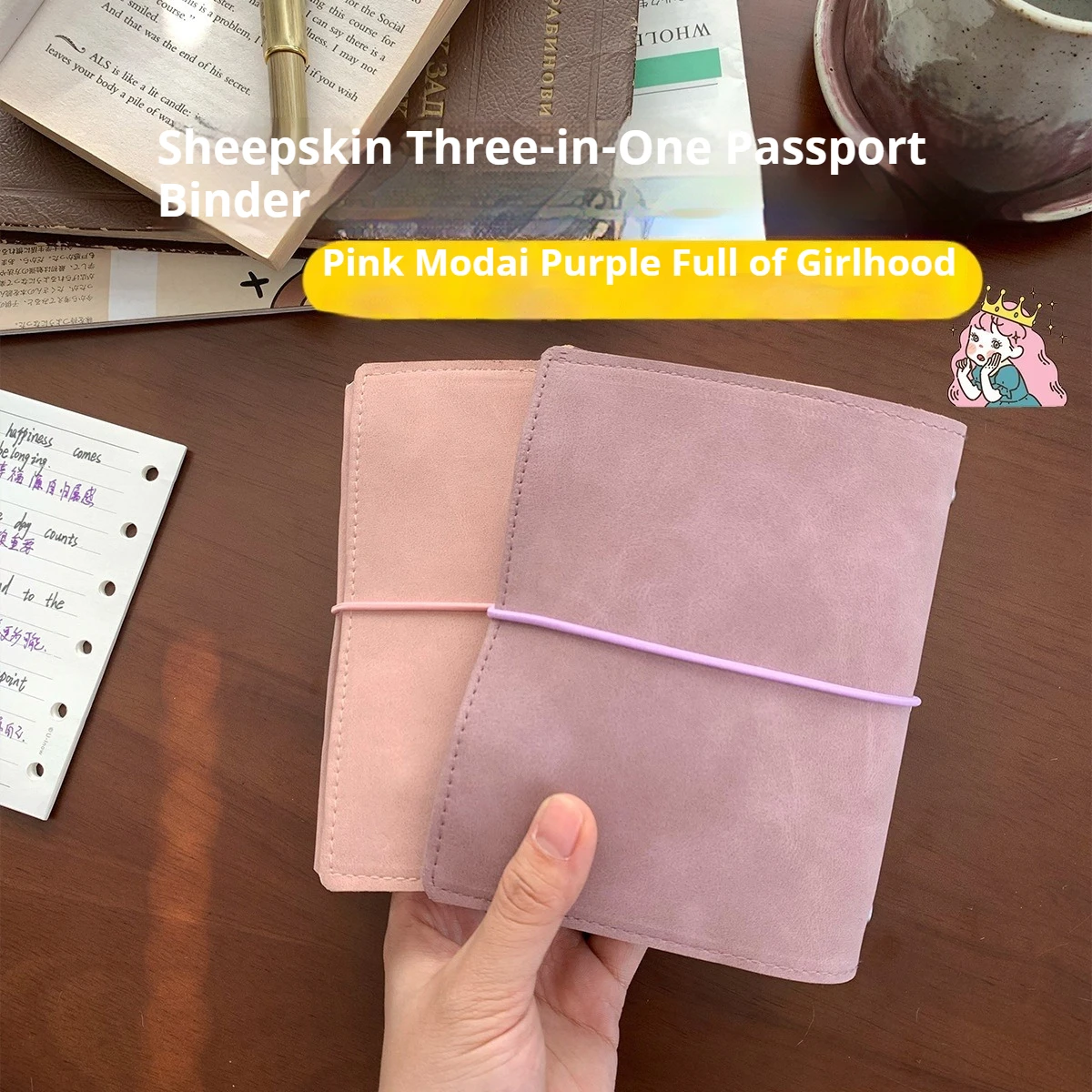 

Vintage Lambskin Three-in-one Passport Loose-leaf Book Set Creative DIY Journal Material Collage Student Supplies Stationery