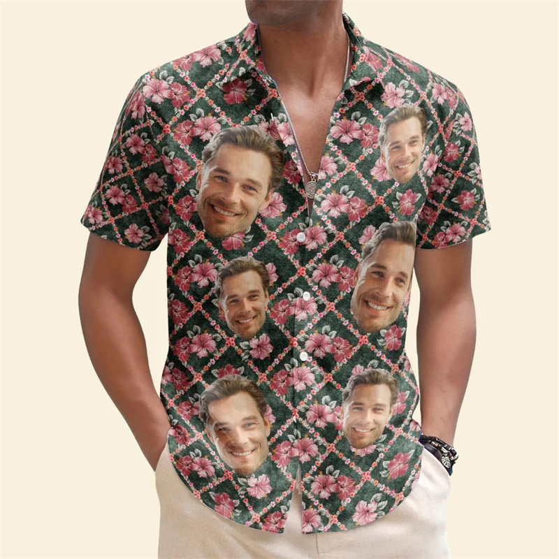 Fun Unisex Hawaiian Shirts Custom Funny 3d Diy Print Button Shirts Short Sleeves Sleeves Hawaii Shirt Tops Oversized Size 6xl