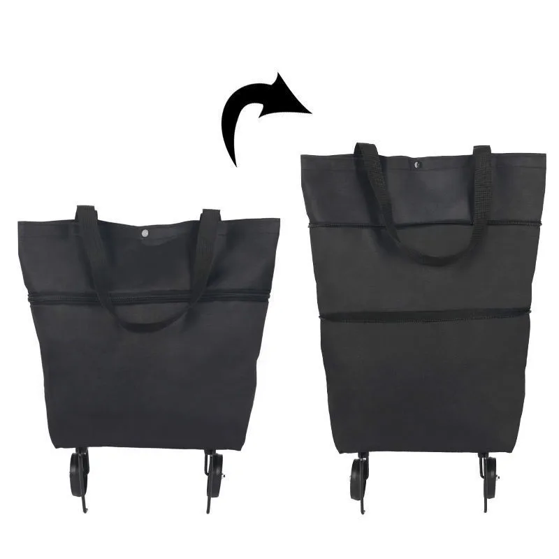 Folding Shopping Pull Cart Trolley Bag With Wheels Foldable Shopping Bags Reusable Grocery Bags Food Organizer Vegetables Bag