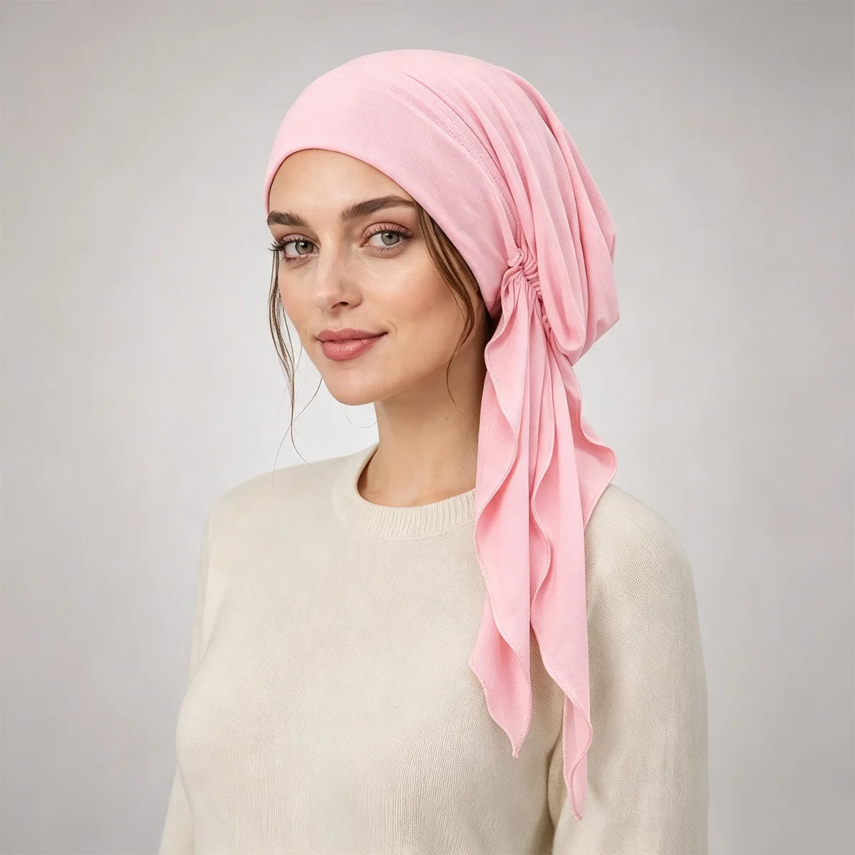 Women Soft Breathable Turban Headscarf Long Tail Head Wrap Comfortable Beanies Head Accessory for Daily Turbante Mujer