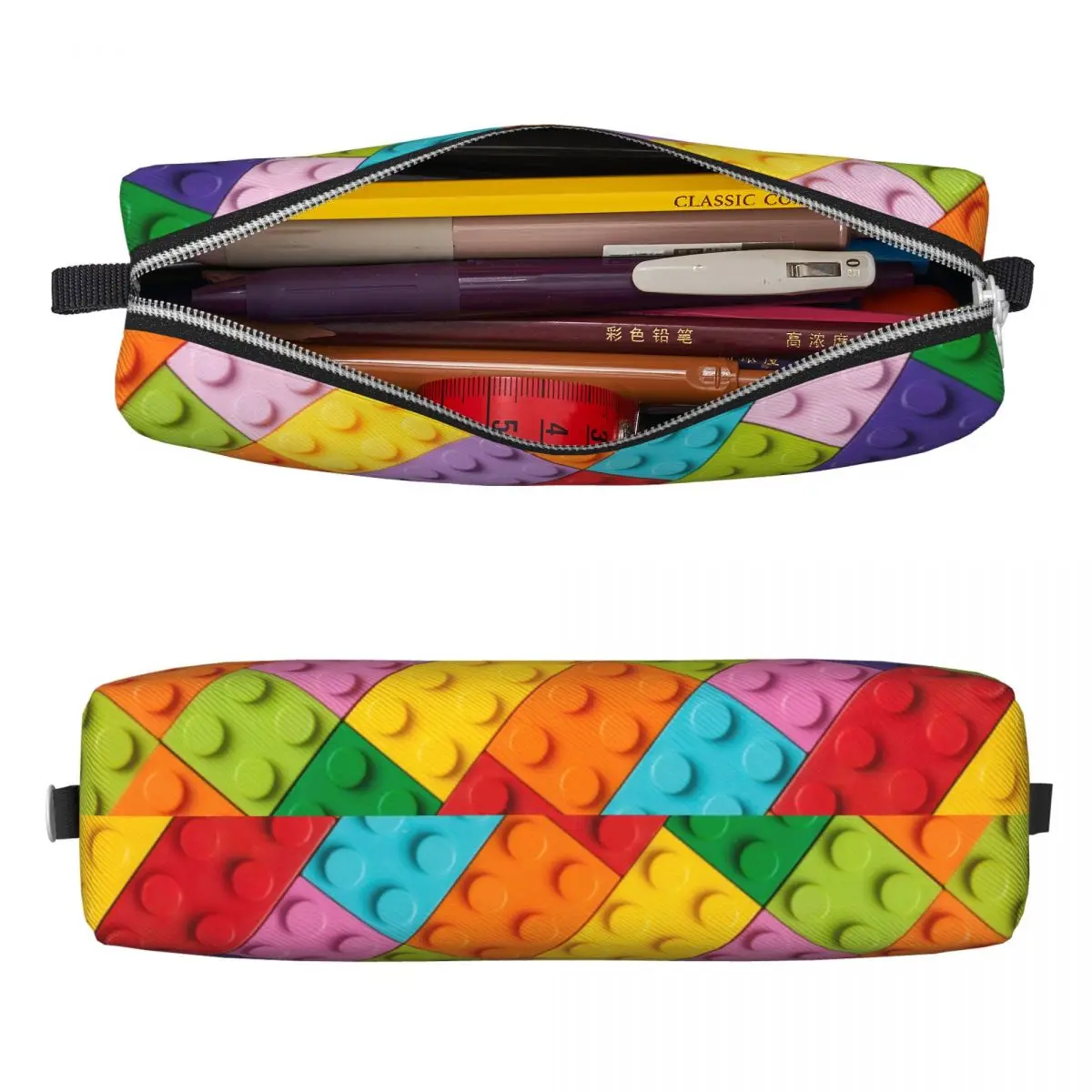 Creative Red Toy Blocks Pencil Cases 3D Square Shape Pencilcases Pen Holder for Student Bag School Supplies Zipper Accessories