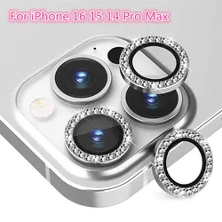 For iPhone 17 Pro Max Air Camera Lens Protector For iPhone 16 15 14 Pro Max Glitter Diamond Camera Cover Circle Tempered Glass