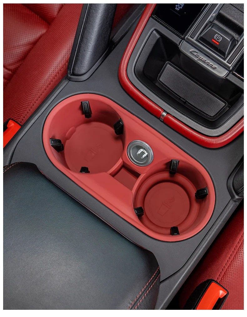 Silikon Auto Tasse Halter Für Porsche Cayenne Macan Center Konsole Flasche Halter Einsatz Anti Slip Trinken Organizer Auto Zubehör – Detail 12