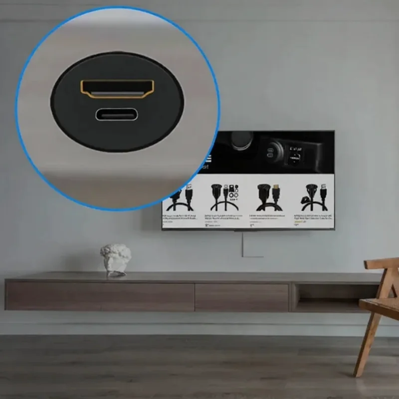 Kabel Micro HDMI męski na HDMI żeński i USB C 3.1 USB C 2.0 męski na żeński do montażu w samochodzie, łodzi i motocyklu, długość 0,3m-2m — zdjęcie produktu 3