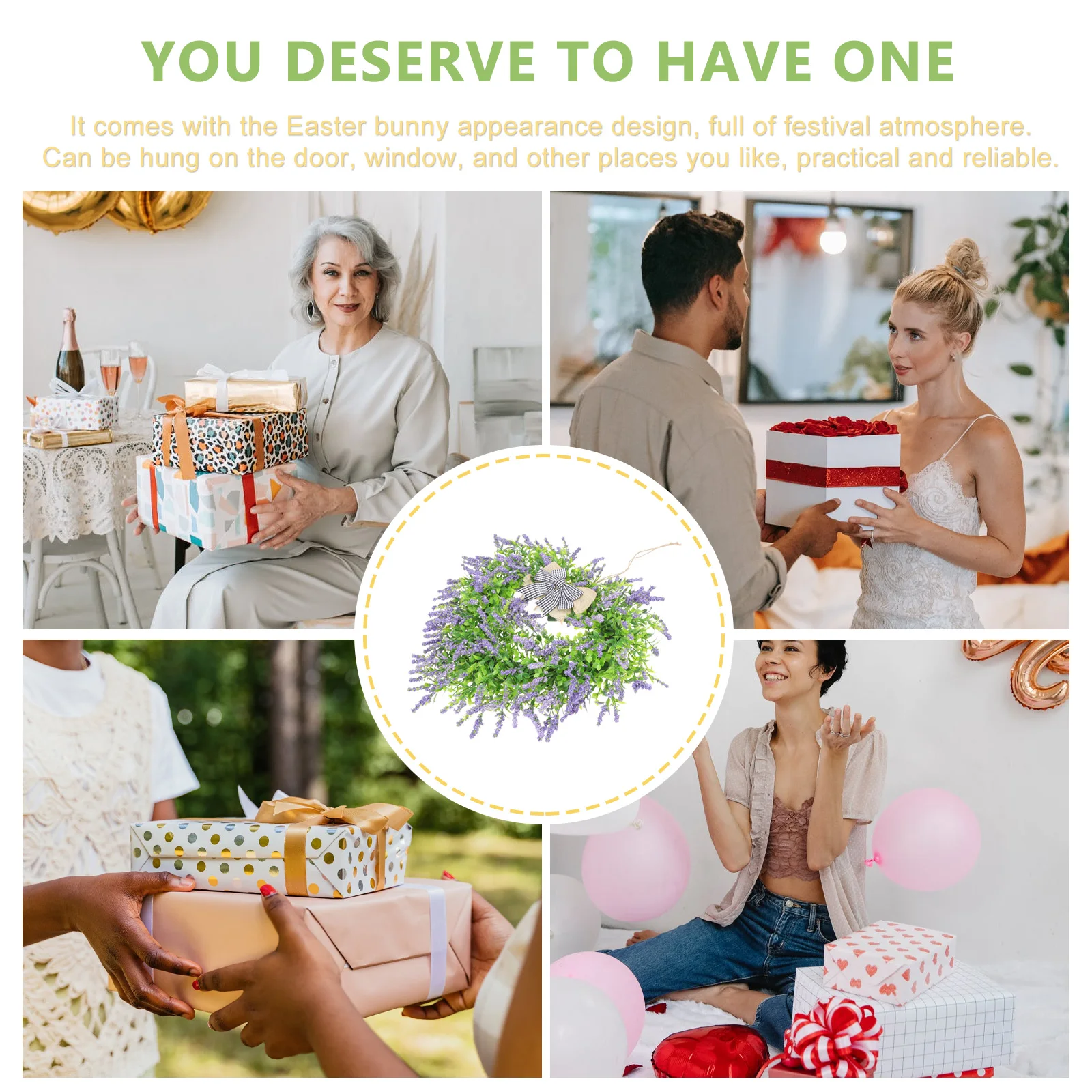 

Artificial Wedding Lavender Fake Flower Hanging Decor Realistic Creative Wreath Plant Door Porch Garden Wreath