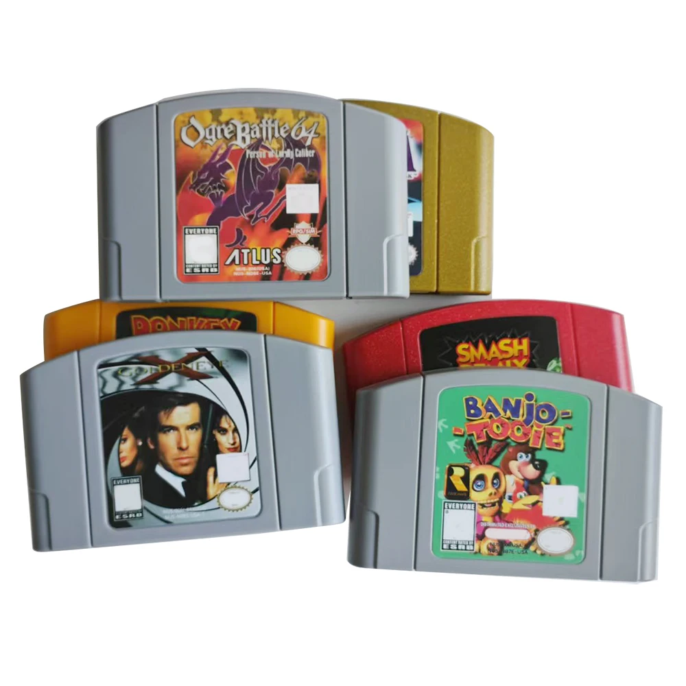 Yellow Grey Red Shell DK Remix Conkers Bad Fur Day Goldeneye X 64 Bit Game Cartridge USA NTSC Version  Smash 18 in 1 Ogre Battle