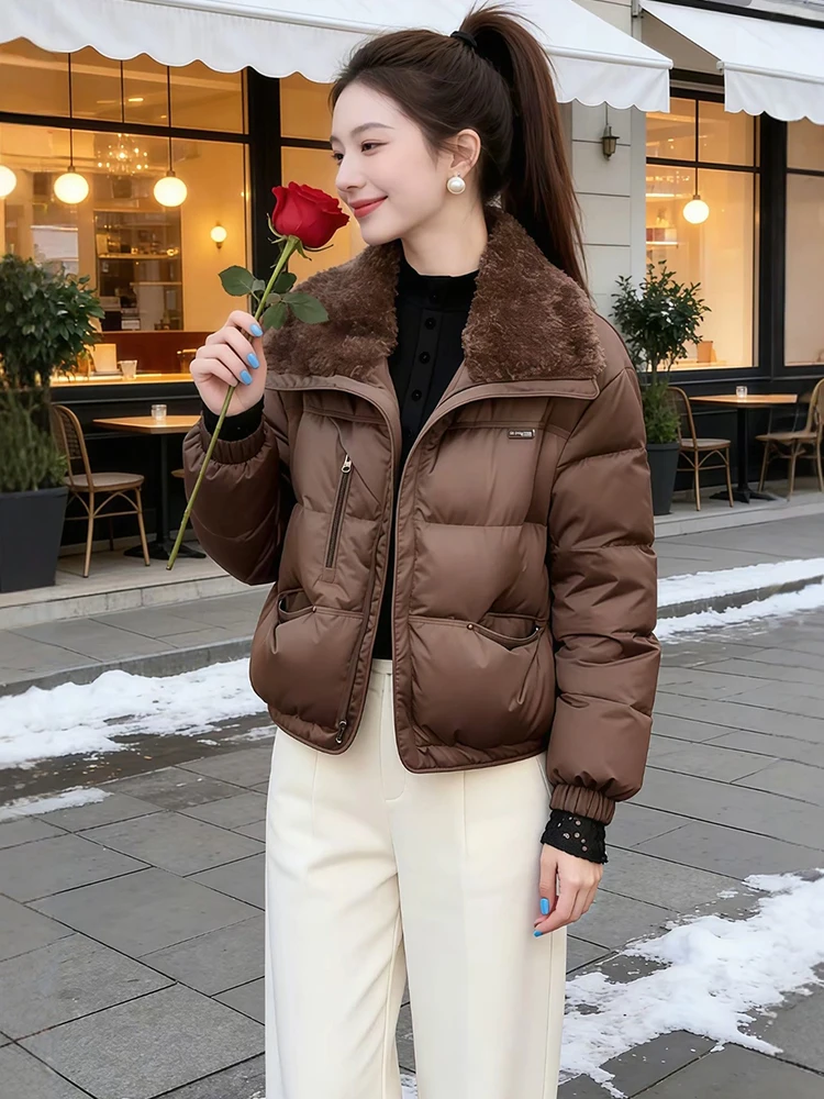 

Теплая женская куртка Thiened с подкладкой из хлопка, приталенная, в корейском стиле, для повседневной носки, длинная, на молнии