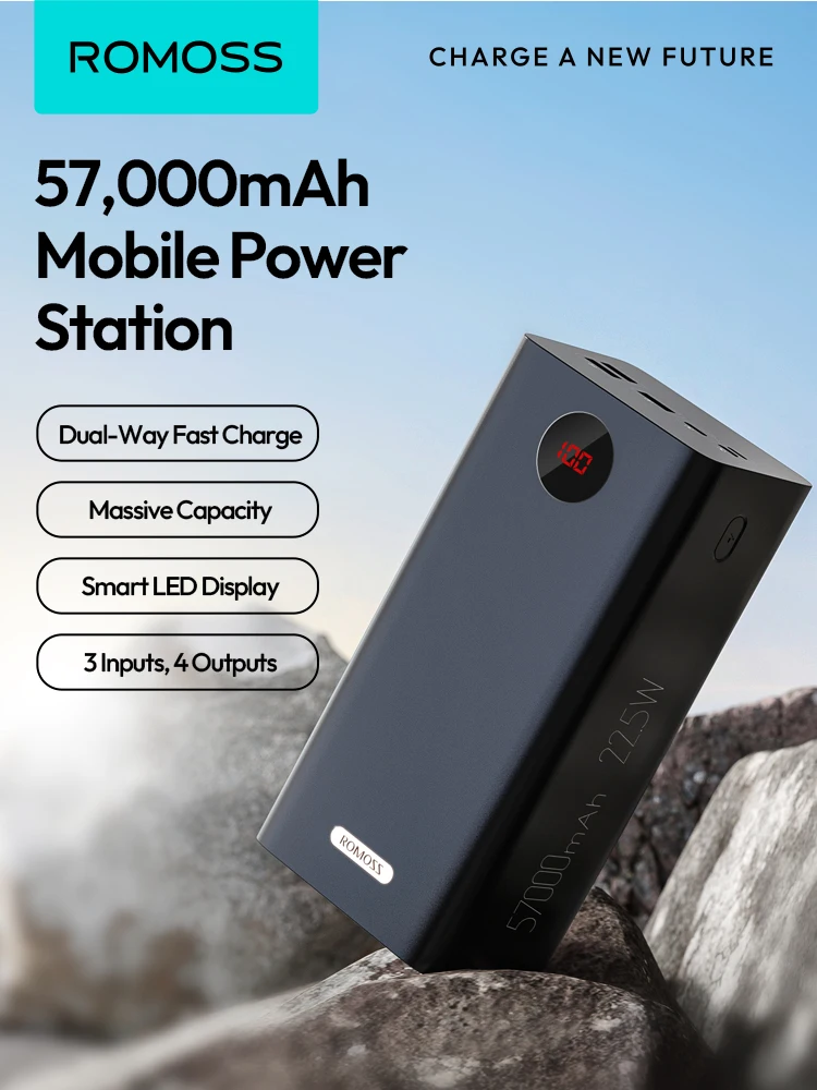 Romoss PEA57 57000mAh Power Bank Fast Charge Portable External Battery High Capacity Charger for Mobile Phones