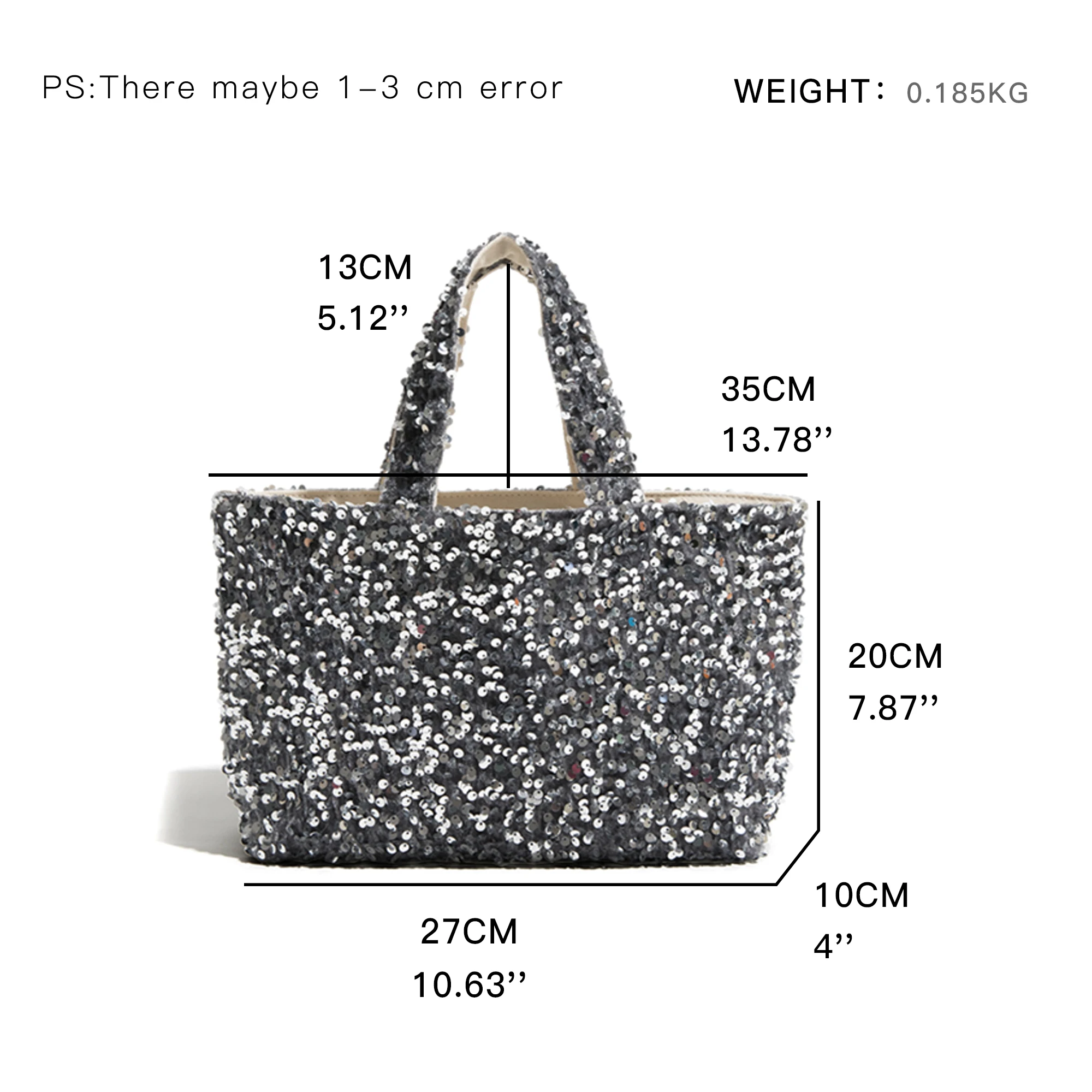 MABULA Square Glitter Sequins Ladies Evening Purse Bling Women Stylish Sparkling Handbag Shimmer Girl Shopping Satchel Bag