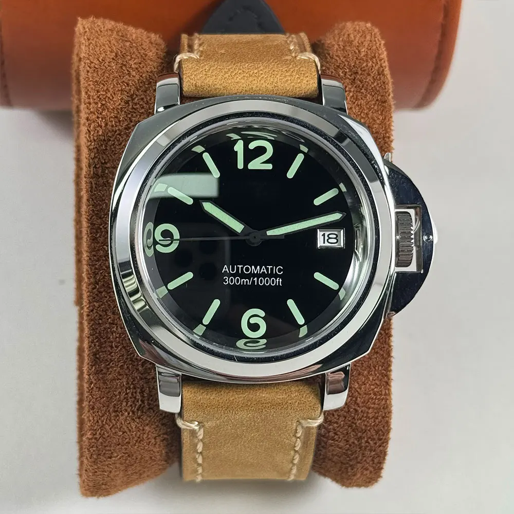 40MM Men's China NH35 Movement Automatic Mechanical Silver Watch 316L Stainless Steel Sapphire Glass Waterproof Case view 6