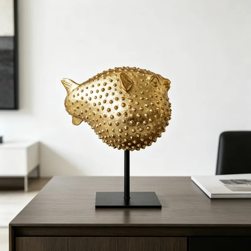 Puffer Fish Figurine Creative Nordic Resin Animal Decor Personalised Gifts For Home Resin Sculpture Figurine Statue Bookend Art