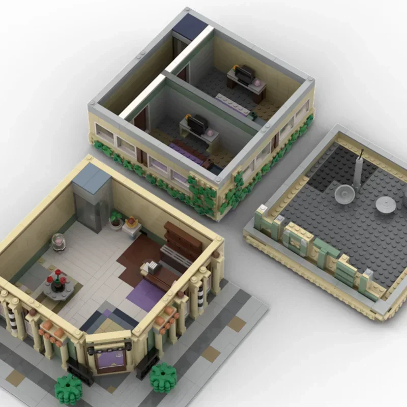 Moc Building Block Modello Angolo Hotel Tecnologia di costruzione alternativa Mattoni Assemblaggio fai-da-te Giocattolo modulare per la costruzione di ville Street View