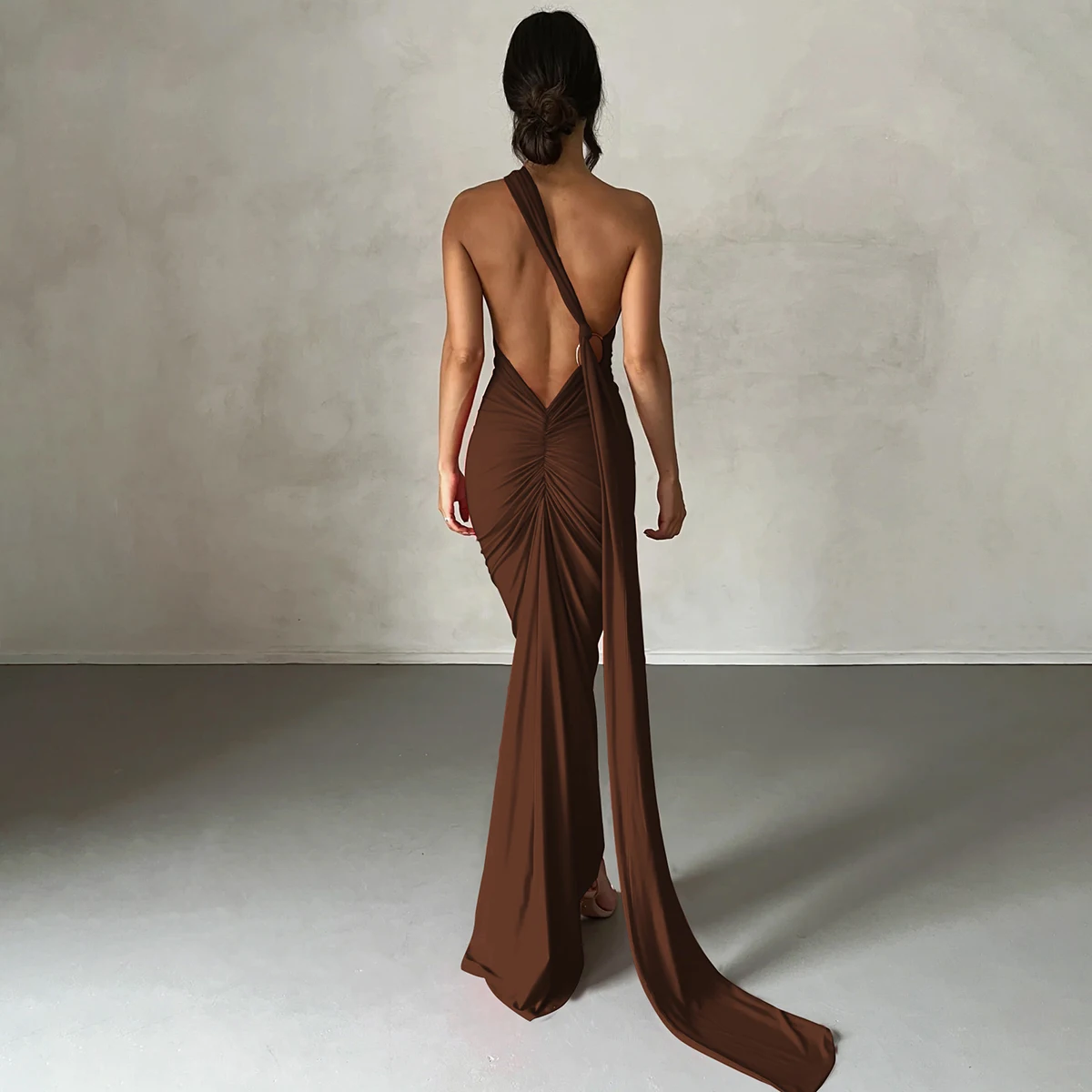 Hugcitar One Shoulder Backless Adjustable Scarf Loop Ruched Sexy Maxi Dress Women Elegant Y2K Streetwear Festival Outfit 283 Saed5bacdd3314fafb9f87cc699ca031dR