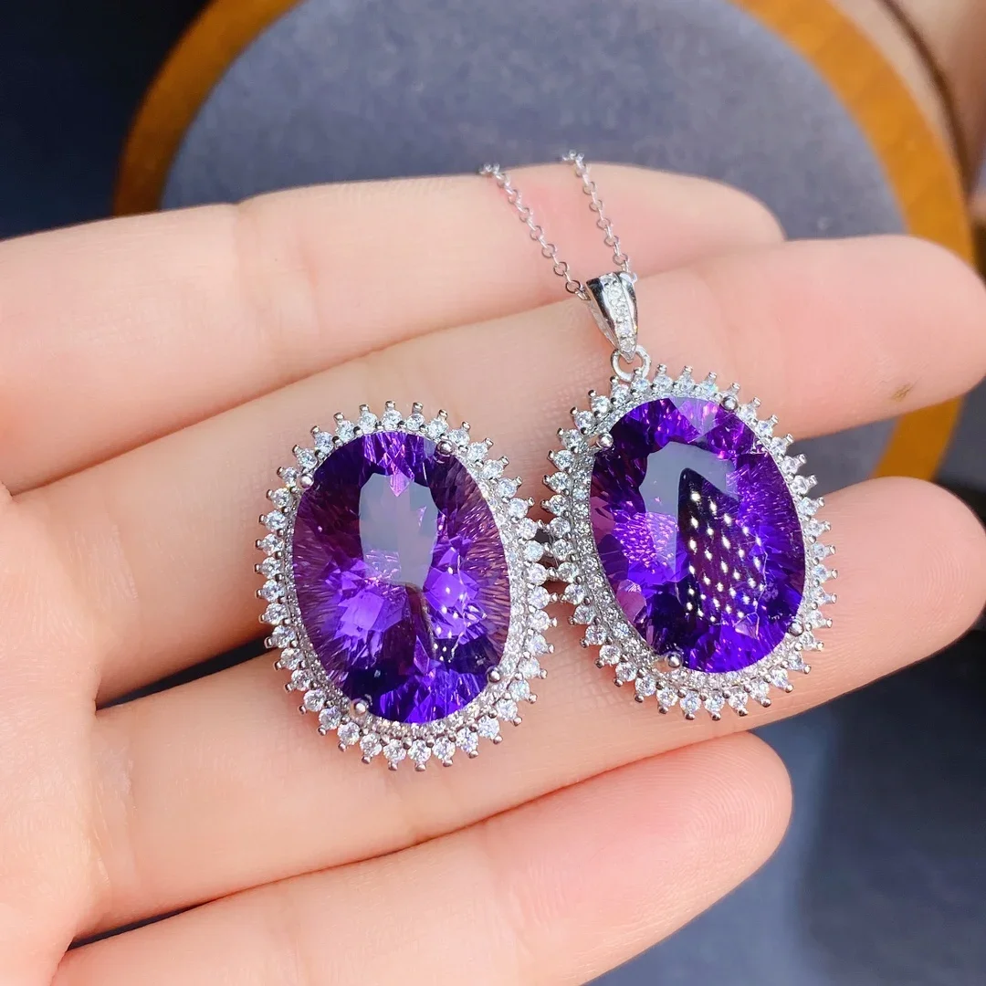 

Women's Sterling Silver 925 Jewelry Wholesale Elegant women's amethyst Jewelry Set with free shipping Christmas gift boutique