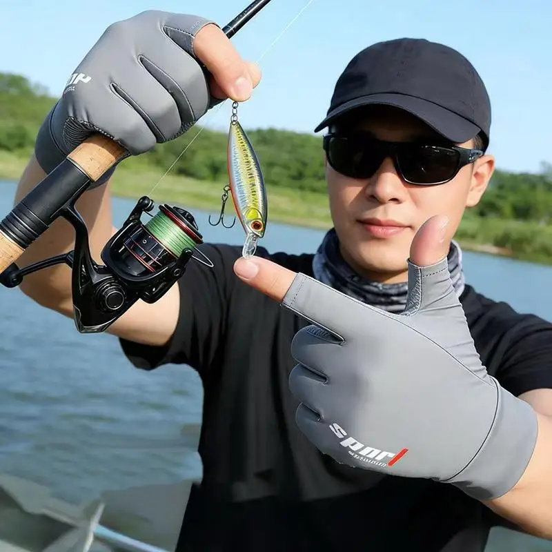 [New] 1 Pair Outdoor Sport Fishing Gloves Touch Screen Thin Anti Uv Protective Gear Motorcycle Racing Gloves Ice Slip Breathable