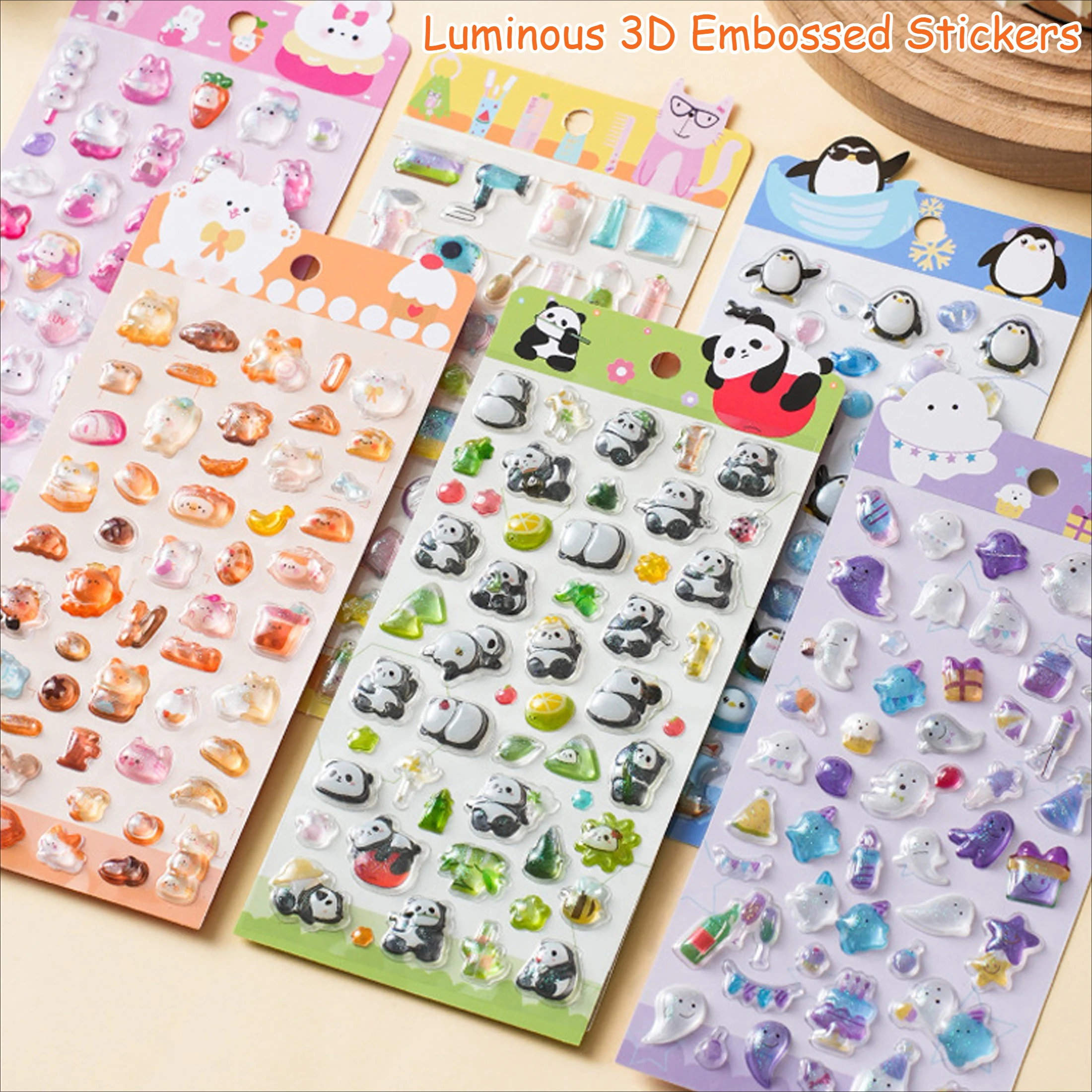 

Luminous 3D Embossed Stickers - Kids Cute Cartoon Glitter Crystal Decals Ideal for DIY Crafts, Party Favors & Room Decoration