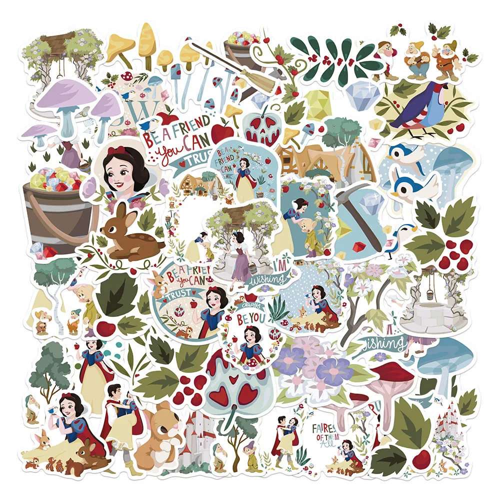 

50pcs Snow White Cartoon Character Graffiti Stickers Waterproof Diy Decals For Laptop Phone Ipad Water Bottle Notebook Decor