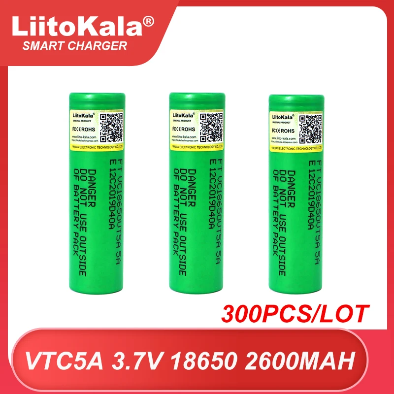 Imagem -03 - Venda por Atacado Liitokala 100 Original 3.6v 18650 Vtc5a 2600mah Bateria Recarregável de Lítio Vc18650vtc5a Alta Descarga Dreno 30a