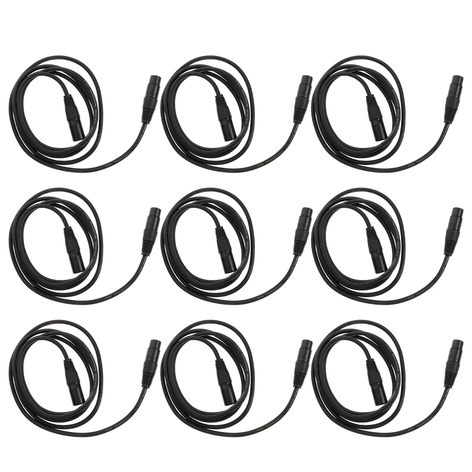 10pcs 2M 3-Pin DMX Lighting Cable LED Par Light Moving Head Light DJ Equipment (Black) DMX Cable 3-Pin DMX Cable