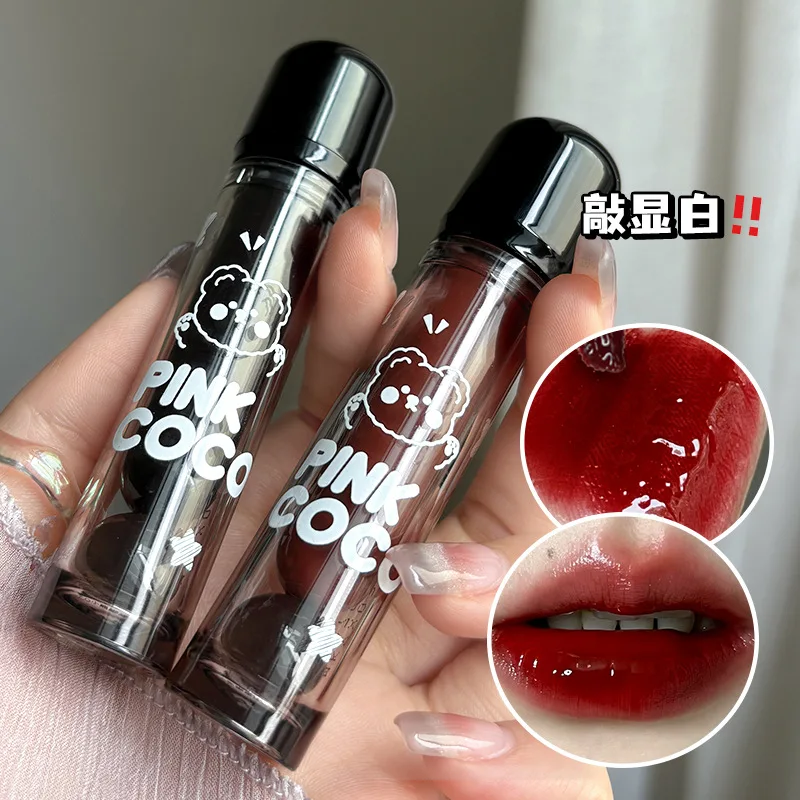 Smalto per labbra acqua rossetto liquido idratante rosso scuro chiaro rosso marrone specchio tazza antiaderente labbra altamente pigmentate trucco cosmetico