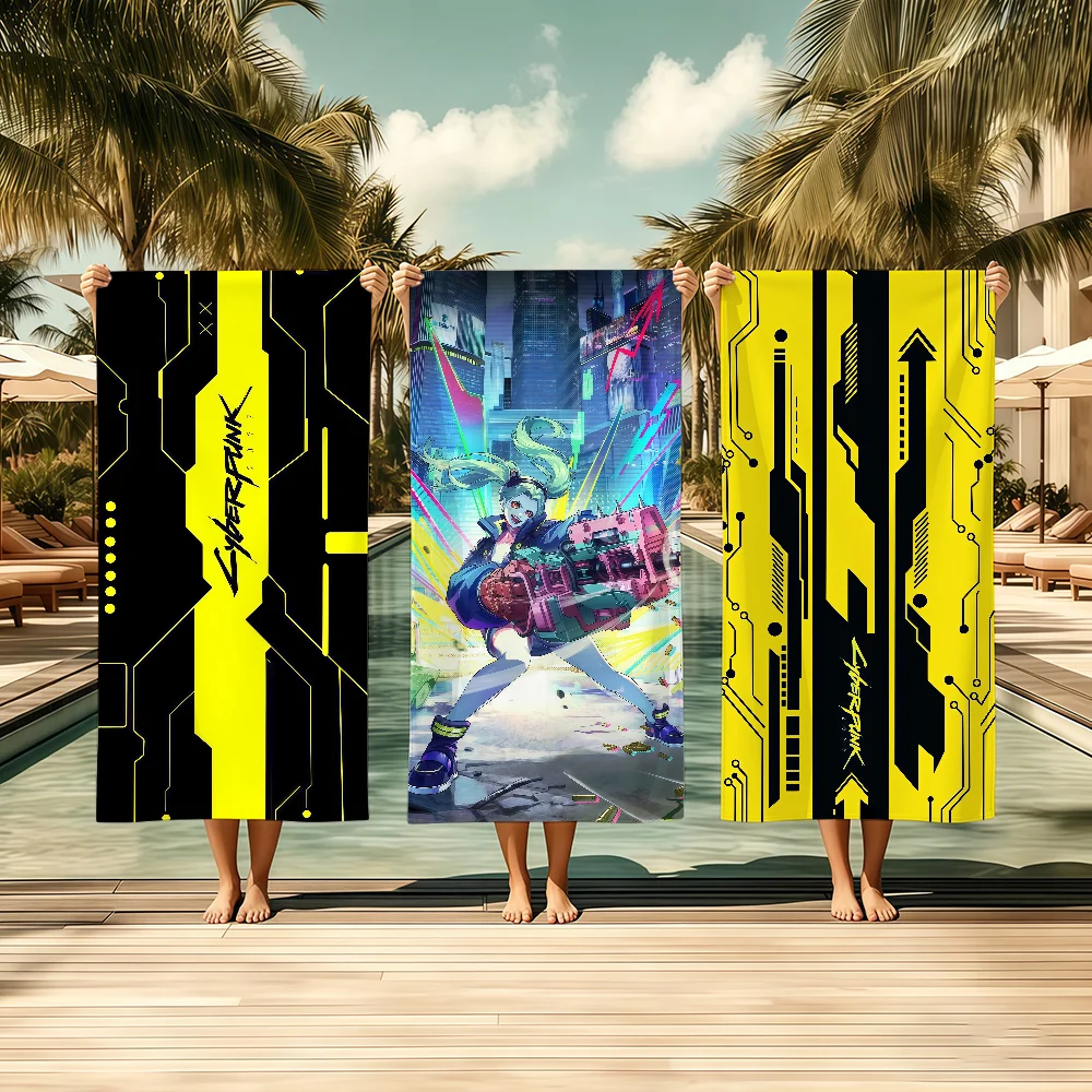 C-Cyber-punkS-ES 2077 Towel Textile Bathrobe Beach Quick-Drying Lightweight Portable Camping Swim Pool Travel
