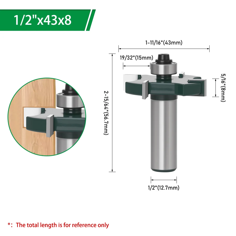 LAVIE 1 Stück 1/2" 12,7mm Schaft T-Profil-Fräser, 4-schneidiger Kugellager-gesteuerter T-Nutenfräser für Holzbearbeitung C13319Z443 – Detail 14