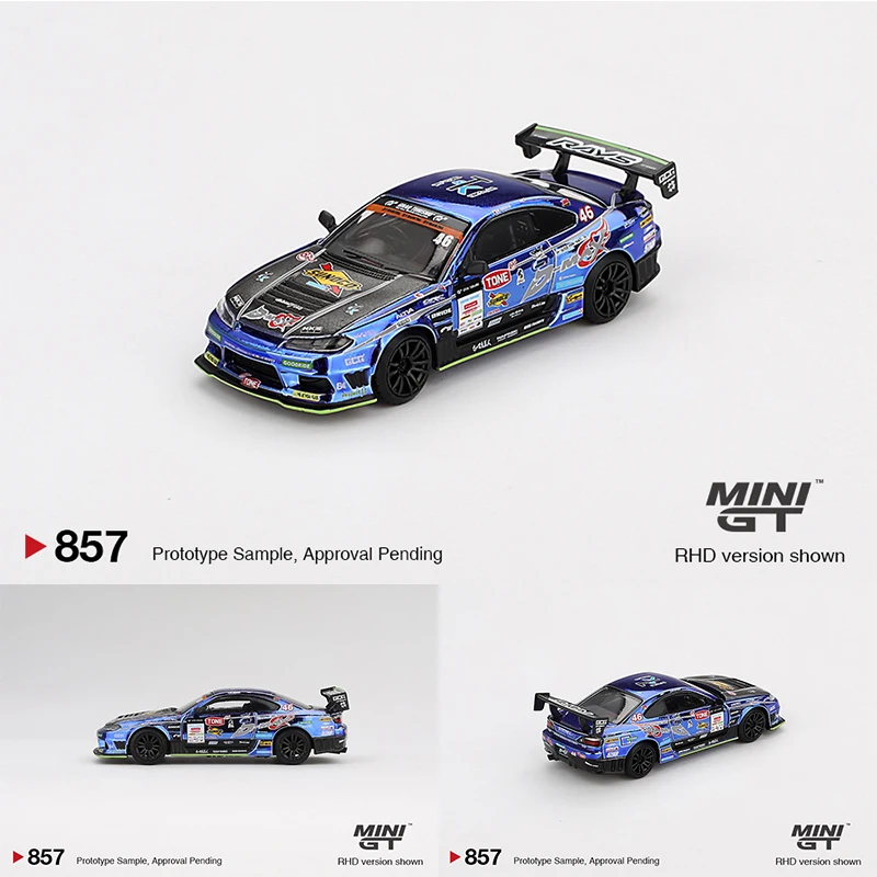 PreSale MINIGT 857 1:64 Nissan Silvia S15 D MAX Racing 2023 D1 Diecast Car Model Collection Toys