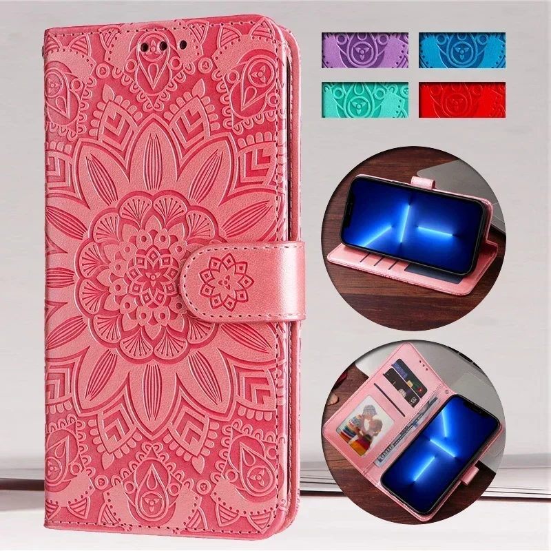 Luxury 3D Sun Flower Wallet Flip Case For Xiaomi Poco X7 C75 C61 C65 X6 Pro PocoX7 PocoC75 Etui Shockproof Leather Phone Cover