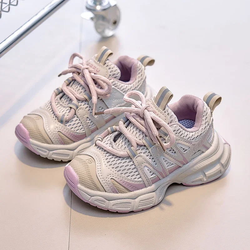 

Детские кроссовки, сетчатые дышащие детские кроссовки с закрытым носком, нескользящие осенние новые студенческие баскетбольные кроссовки на липучке