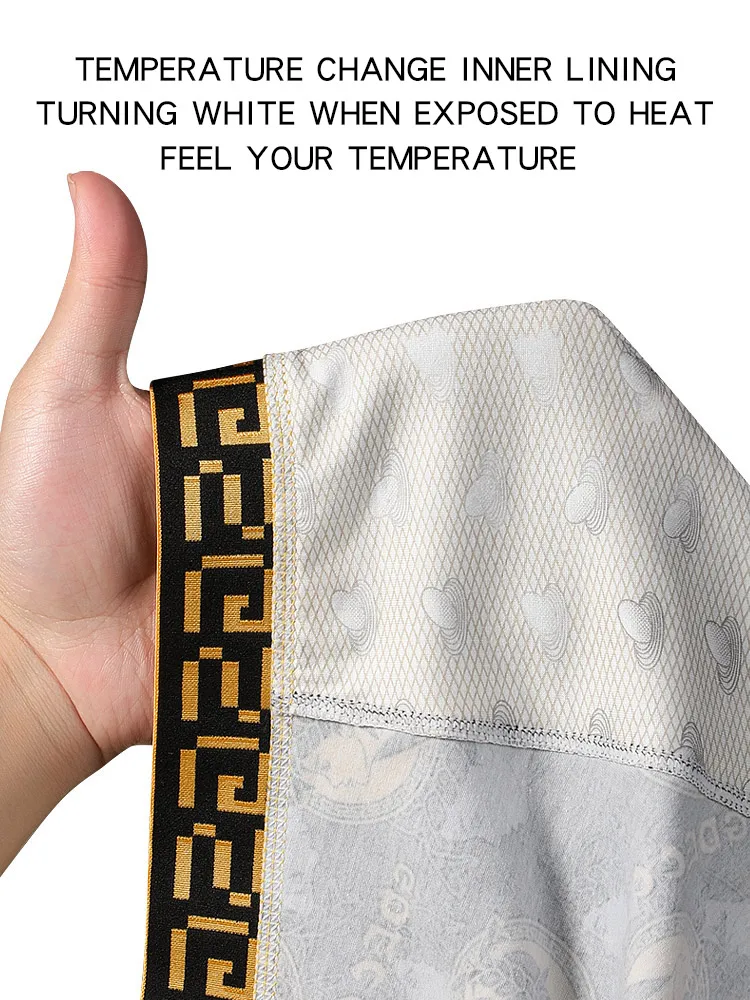 5pcs of luxurious gold chain letter print, pure cotton soft, skin friendly, comfortable and breathable men\'s flat underwear