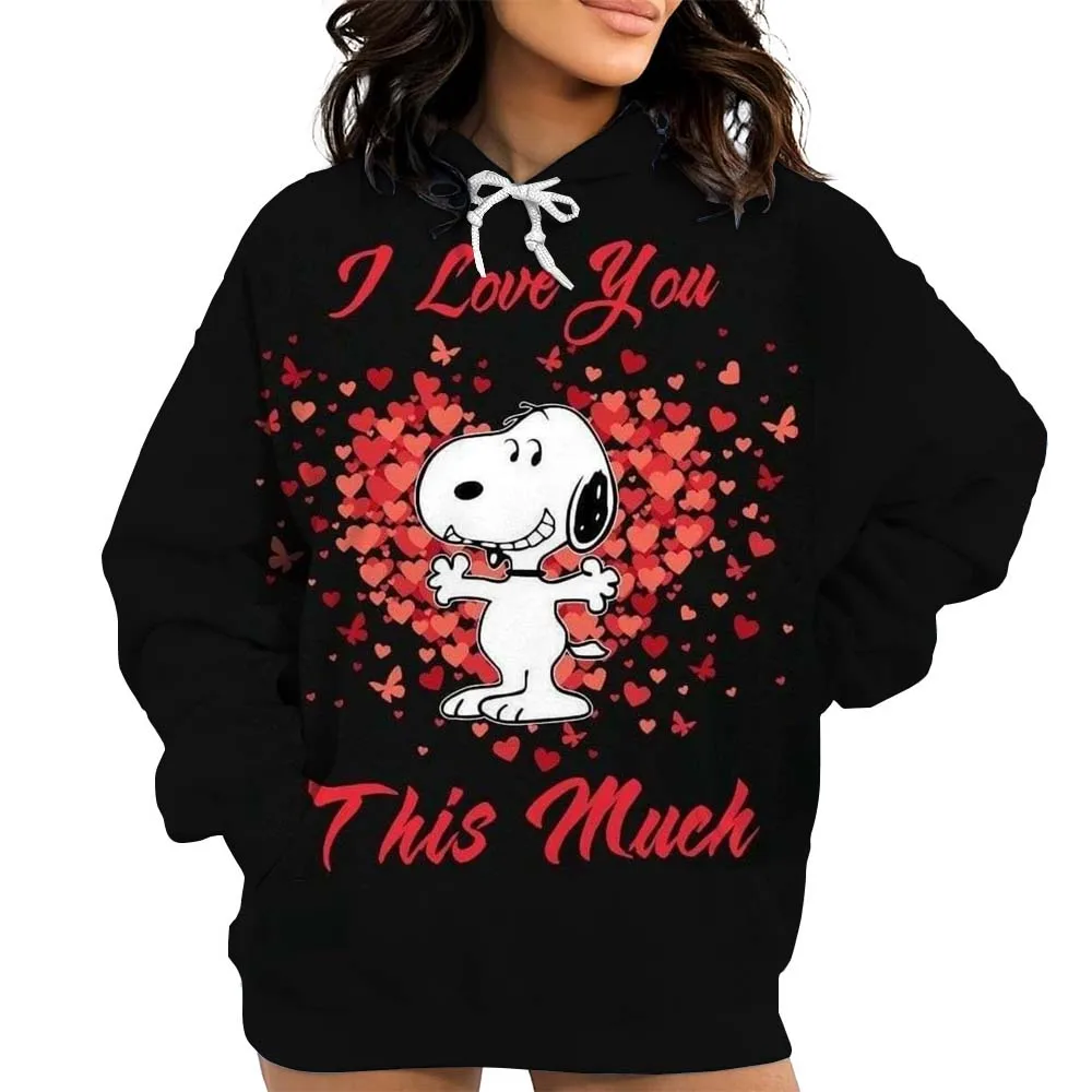 Neuer Cartoon-Snoopy-Druck-Hoodie für Damen, locker, lässig, vielseitig, Cartoon-Top, Kapuzenpullover, Beschichtung, einfache Mode, lockerer Hoodie für Damen