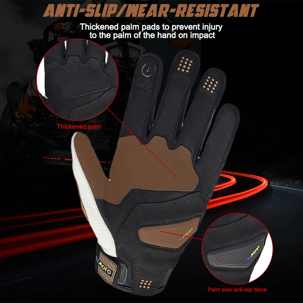 MJMOTO Summer Windproof Motorcycle Gloves Touchscreen Compatible Wear-resistant Non-slip Breathable Motorbike Motocross Gloves image 6
