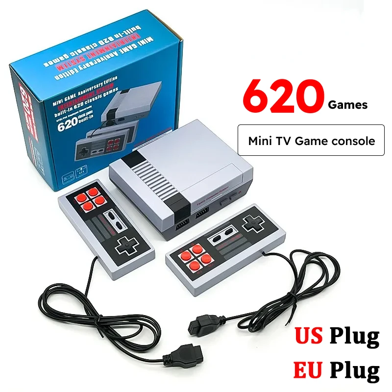 

Mini TV Handheld Family Recreation Video Game Console AV Output Retro Built-in 620 Classic Games Dual Gamepad Gaming Player