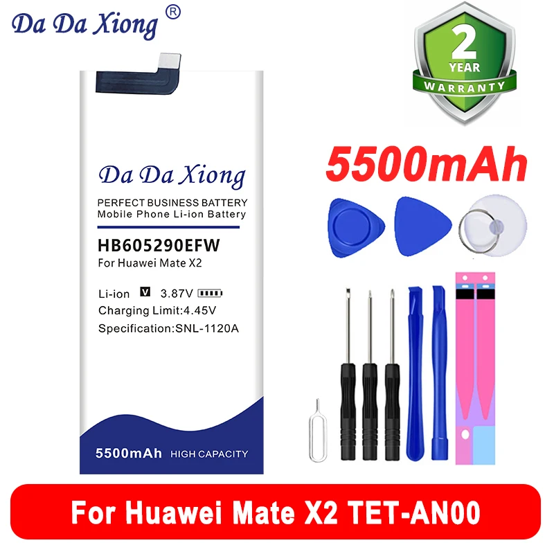 

DaDaXiong 5500mAh HB605290EFW Сменный аккумулятор для Huawei Mate X2 TET-AN00 фотобатареи + набор инструментов