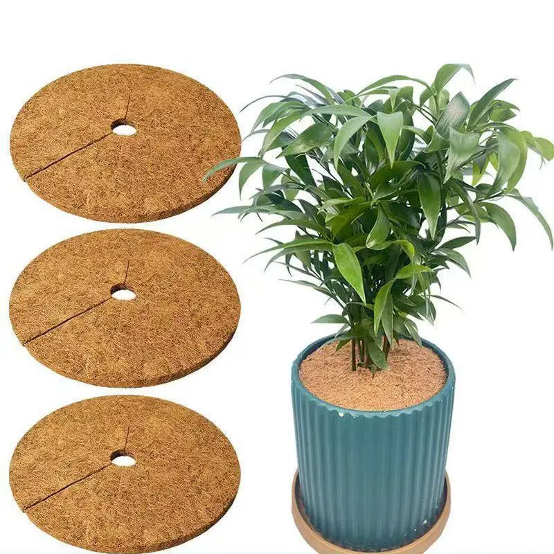 3PCS Coconut Fiber Mulch Disc Ring For Tree Plant Protector Mats Covers Indoor Outdoor Landscaping Use
