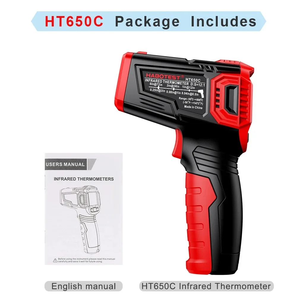 HABOTEST HT650 Series Digital Infrared Laser Temperature Non-contact Industrial Laser Temperature Meter Temperature Gun Tester image 6