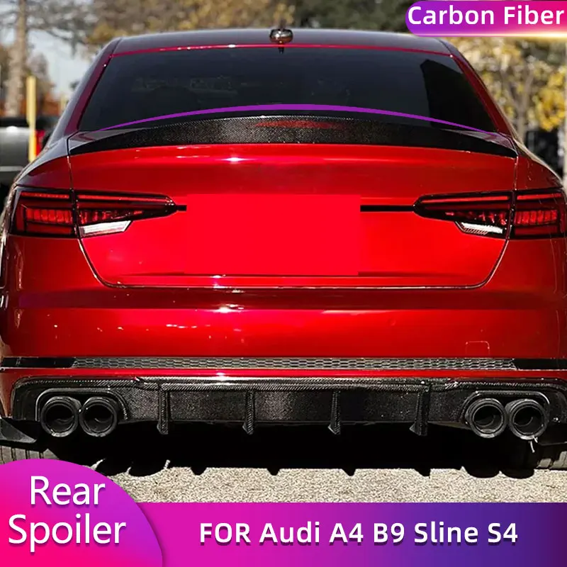 

Full Carbon Fiber Car Rear Trunk Spoiler Wings for Audi A4 B9 Sline S4 Sedan 4-Door 2017-2023 Racing Rear Spoiler Boot Wing Lip