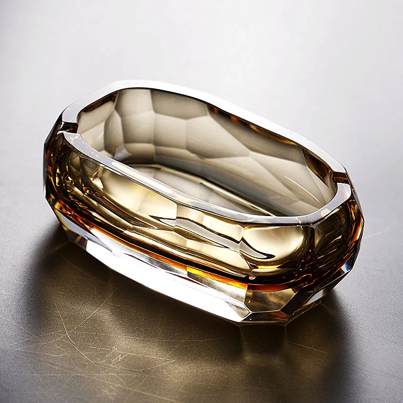 Premium Elegant Faceted Crystal Glass Ashtray with Vibrant Colors, Unique Modern Decor Piece, Ideal Housewarming Gift &Ornament.