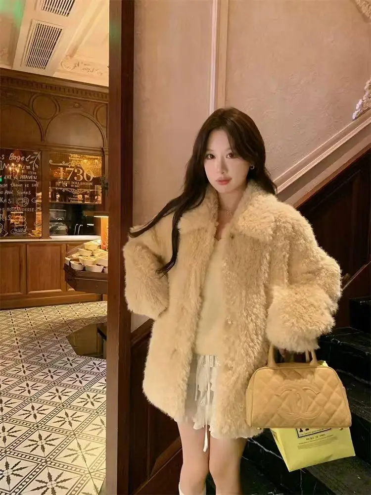 

Женские винтажные пальто из искусственного меха в уличном стиле, свободного кроя, с поясом, однотонные, с нежными рукавами, утепленные, для фестивалей и повседневной носки